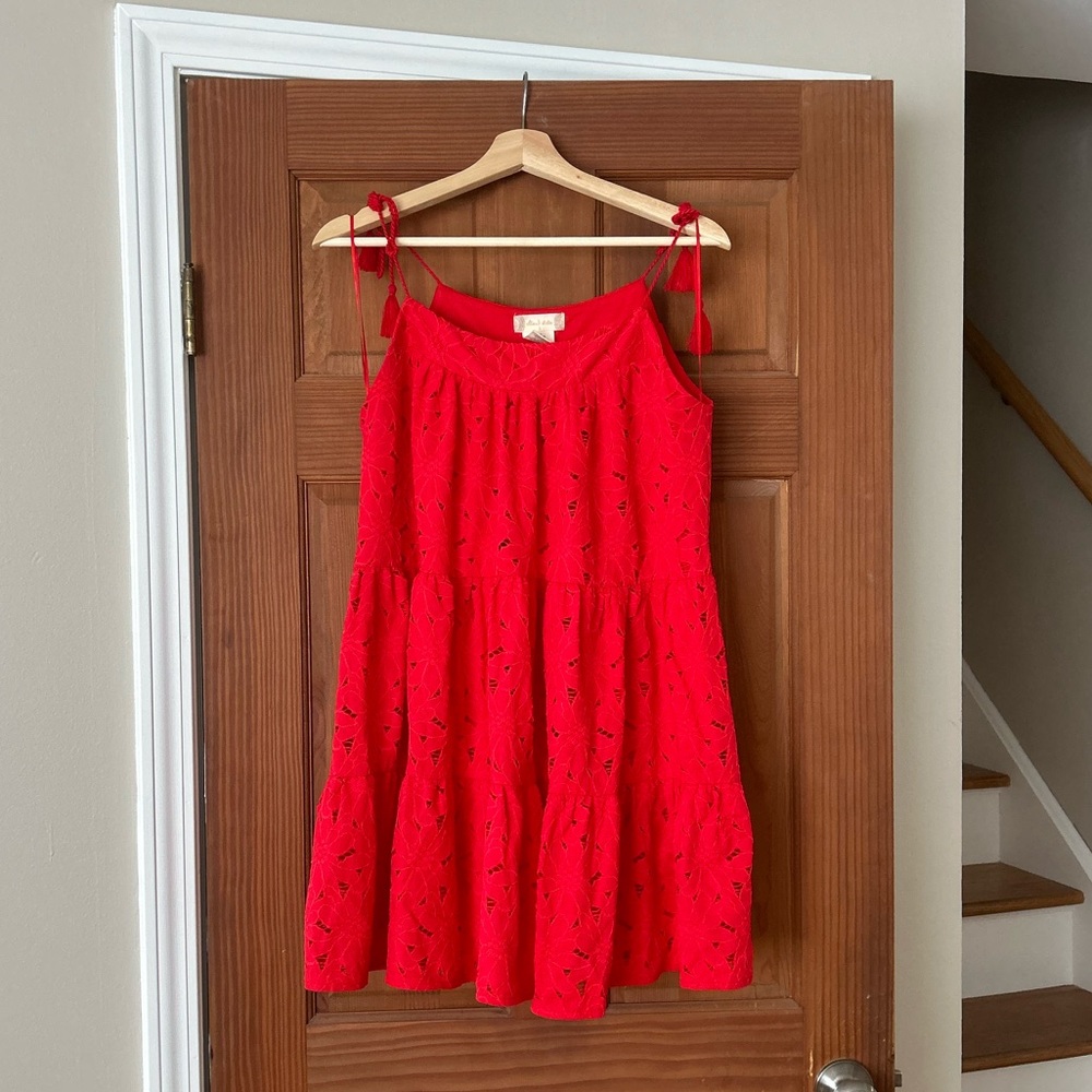 Altar’d State Red Flowy Eyelit Flower Dress Size Small